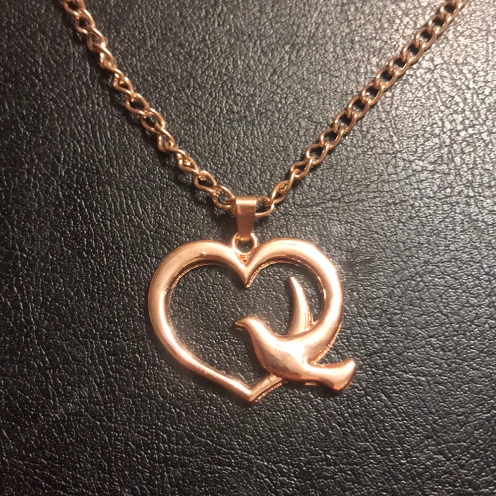 Rose Gold Heart ❤️ and Dove 🕊 necklace